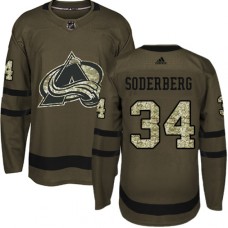 Men Adidas Colorado Avalanche #34 Carl Soderberg Authentic Green Salute to Service NHL Jersey