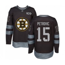 Men Boston Bruins #15 Alex Petrovic Authentic Black 1917-2017 100th Anniversary Hockey Stitched Jersey