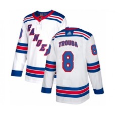 Men New York Rangers #8 Jacob Trouba Authentic White Away Hockey Stitched Jersey