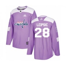 Men Washington Capitals #28 Brendan Leipsic Authentic Purple Fights Cancer Practice Hockey Stitched Jersey