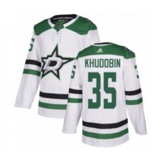 Men Adidas Dallas Stars #35 Anton Khudobin Authentic White Away NHL Jersey