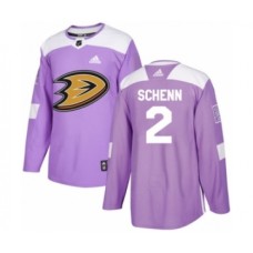 Men Adidas Anaheim Ducks #2 Luke Schenn Authentic Purple Fights Cancer Practice NHL Jersey