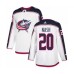 Men Adidas Columbus Blue Jackets #20 Riley Nash Authentic White Away NHL Jersey