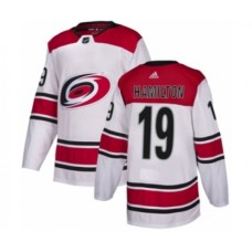 Men Adidas Carolina Hurricanes #19 Dougie Hamilton Authentic White Away NHL Jersey