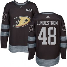 Men Adidas Anaheim Ducks #48 Isac Lundestrom Authentic Black 1917-2017 100th Anniversary NHL Jersey