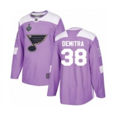 Men St. Louis Blues #38 Pavol Demitra Authentic Purple Fights Cancer Practice 2019 Stanley Cup Final Bound Hockey Jersey