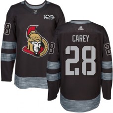 Men Adidas Ottawa Senators #28 Paul Carey Authentic Black 1917-2017 100th Anniversary NHL Jersey