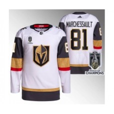 Men Vegas Golden Knights #81 Jonathan Marchessault White 2023 Stanley Cup Champions Stitched Jersey