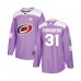 Men Carolina Hurricanes #31 Anton Forsberg Authentic Purple Fights Cancer Practice Hockey Stitched Jersey