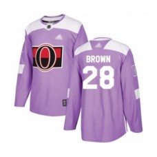 Men Ottawa Senators #28 Connor Brown Authentic Purple Fights Cancer Practice Hockey Stitched Jersey