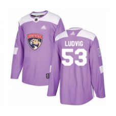 Men Florida Panthers #53 John Ludvig Authentic Purple Fights Cancer Practice Hockey Stitched Jersey