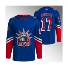 Men New York Rangers #17 Blake Wheeler Blue Reverse Retro Stitched Jersey