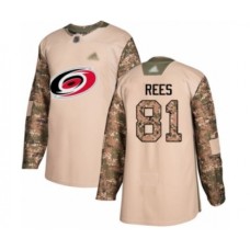 Men Carolina Hurricanes #81 Jamieson Rees Authentic Camo Veterans Day Practice Hockey Stitched Jersey