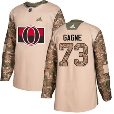 Men Adidas Ottawa Senators #73 Gabriel Gagne Authentic Camo Veterans Day Practice NHL Jersey