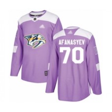 Men Nashville Predators #70 Egor Afanasyev Authentic Purple Fights Cancer Practice Hockey Stitched Jersey