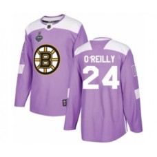 Men Boston Bruins #24 Terry O'Reilly Authentic Purple Fights Cancer Practice 2019 Stanley Cup Final Bound Hockey Jersey