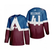 Men Colorado Avalanche #41 Pierre-Edouard Bellemare Authentic Burgundy Blue 2020 Stadium Series Hockey Stitched Jersey