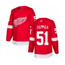 Men Detroit Red Wings #51 Valtteri Filppula Authentic Red Home Hockey Stitched Jersey