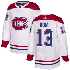 Men Adidas Montreal Canadiens #13 Max Domi Authentic White Away NHL Jersey