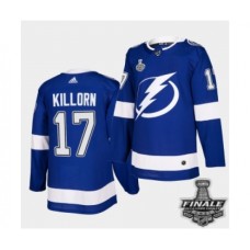 Men Adidas Lightning #17 Alex Killorn Blue Home Authentic 2021 Stanley Cup Stitched Jersey