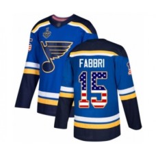 Men St. Louis Blues #15 Robby Fabbri Authentic Blue USA Flag Fashion 2019 Stanley Cup Final Bound Hockey Jersey