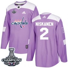 Men Adidas Washington Capitals #2 Matt Niskanen Authentic Purple Fights Cancer Practice 2018 Stanley Cup Final Champions NHL Jersey