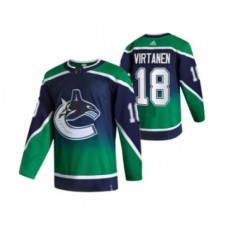 Men Vancouver Canucks #18 Jake Virtanen Green 2020-21 Reverse Retro Alternate Hockey Stitched Jersey