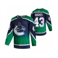 Men Vancouver Canucks #43 Quinn Hughes Green 2020-21 Reverse Retro Alternate Hockey Stitched Jersey