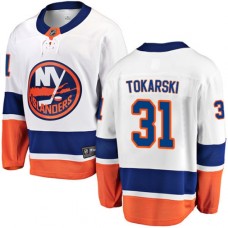 Men New York Islanders #31 Dustin Tokarski Fanatics Branded White Away Breakaway NHL Jersey