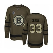 Men Boston Bruins #33 Zdeno Chara Authentic Green Salute to Service 2019 Stanley Cup Final Bound Hockey Jersey