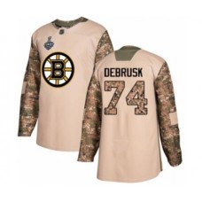 Men Boston Bruins #74 Jake DeBrusk Authentic Camo Veterans Day Practice 2019 Stanley Cup Final Bound Hockey Jersey