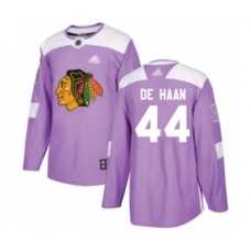 Men Chicago Blackhawks #44 Calvin De Haan Authentic Purple Fights Cancer Practice Hockey Stitched Jersey