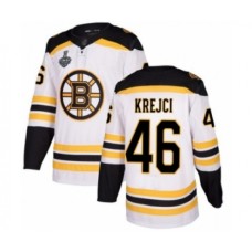 Men Boston Bruins #46 David Krejci Authentic White Away 2019 Stanley Cup Final Bound Hockey Jersey