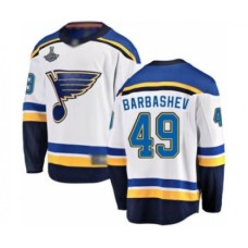 Men St. Louis Blues #49 Ivan Barbashev Fanatics Branded White Away Breakaway 2019 Stanley Cup Champions Hockey Jersey