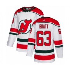 Men Adidas New Jersey Devils #63 Jesper Bratt Premier White Alternate NHL Jersey