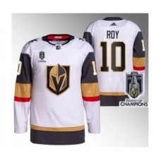 Men Vegas Golden Knights #10 Nicolas Roy White 2023 Stanley Cup Champions Stitched Jersey