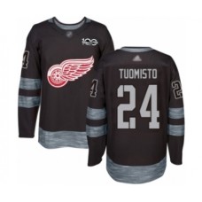 Men Detroit Red Wings #24 Antti Tuomisto Authentic Black 1917-2017 100th Anniversary Hockey Stitched Jersey