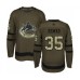 Men Vancouver Canucks #35 Thatcher Demko Authentic Green Salute to Service Hockey Stitched Jersey