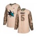 Men San Jose Sharks #5 Dalton Prout Authentic Camo Veterans Day Practice Hockey Stitched Jersey