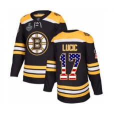 Men Boston Bruins #17 Milan Lucic Authentic Black USA Flag Fashion 2019 Stanley Cup Final Bound Hockey Jersey