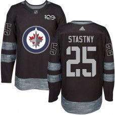 Men Adidas Winnipeg Jets #25 Paul Stastny Premier Black 1917-2017 100th Anniversary NHL Jersey