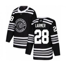 Men Chicago Blackhawks #28 Steve Larmer Authentic Black Alternate Hockey Stitched Jersey