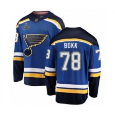 Men St. Louis Blues #78 Dominik Bokk Fanatics Branded Royal Blue Home Breakaway 2019 Stanley Cup Champions Hockey Jersey