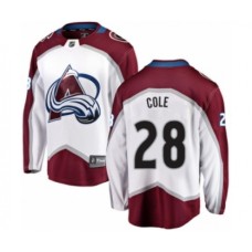 Men Colorado Avalanche #28 Ian Cole Authentic White Away Fanatics Branded Breakaway NHL Jersey