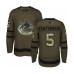 Men Vancouver Canucks #5 Oscar Fantenberg Authentic Green Salute to Service Hockey Stitched Jersey