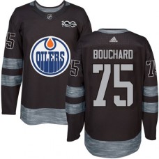 Men Adidas Edmonton Oilers #75 Evan Bouchard Authentic Black 1917-2017 100th Anniversary NHL Jersey