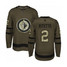 Men Winnipeg Jets #2 Anthony Bitetto Authentic Green Salute to Service Hockey Stitched Jersey