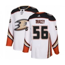 Men Anaheim Ducks #56 Brayden Tracey Authentic White Away Hockey Stitched Jersey