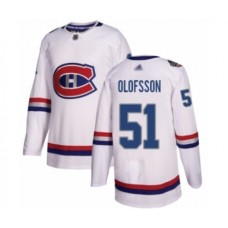 Men Montreal Canadiens #51 Gustav Olofsson Authentic White 2017 100 Classic Hockey Stitched Jersey