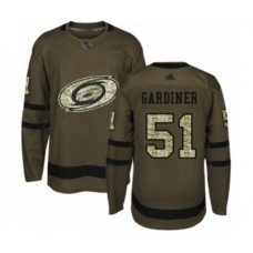 Men Carolina Hurricanes #51 Jake Gardiner Authentic Green Salute to Service Hockey Stitched Jersey